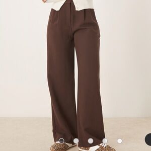 Abercrombie & Fitch Wide-Leg High-Rise Pants in Dark Brown